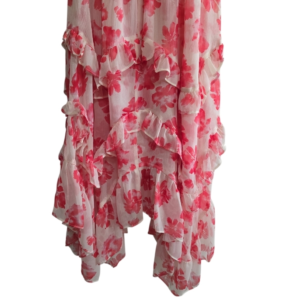 Misa LA Dakota Chiffon Floral Midi Dress XS Hi Lo Assymetrical Hem - Picture 11 of 13